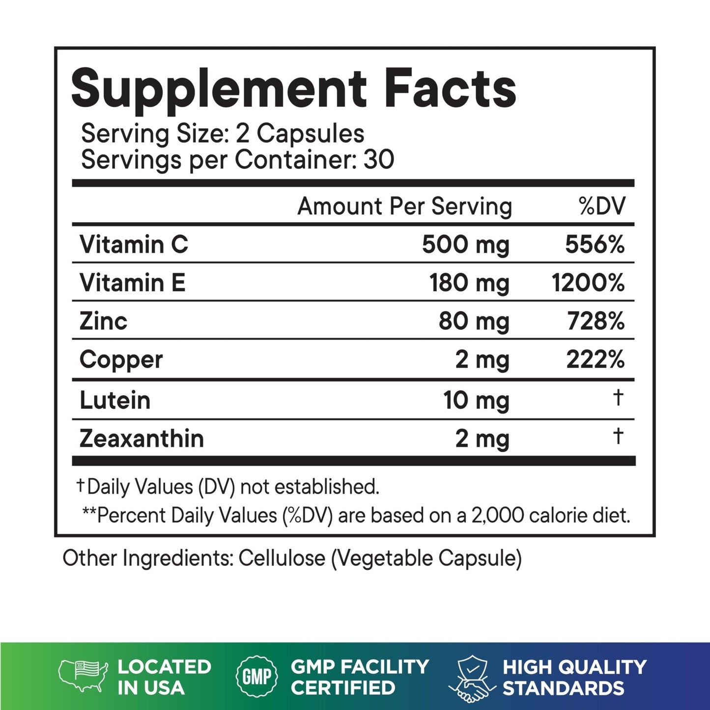 AREDS 2 Eye Vitamin & Mineral Supplement, Contains Lutein, Vitamin C, Zeaxanthin, Zinc & Vitamin E, with Added Copper - 60 Count - PrimeBioHealth - canada supplements