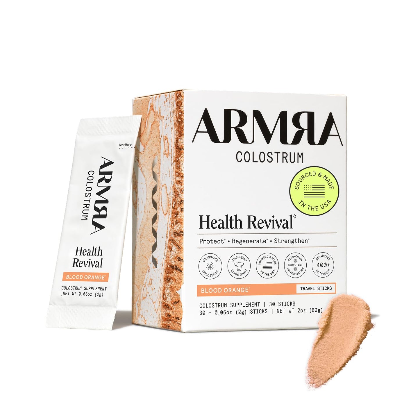 ARMRA Colostrum™ Powder | Blood Orange | Gut Health & Bloating | Skin & Hair | Immunity | Keto, Gluten & Fat-Free | 30 Servings - PrimeBioHealth - canada supplements