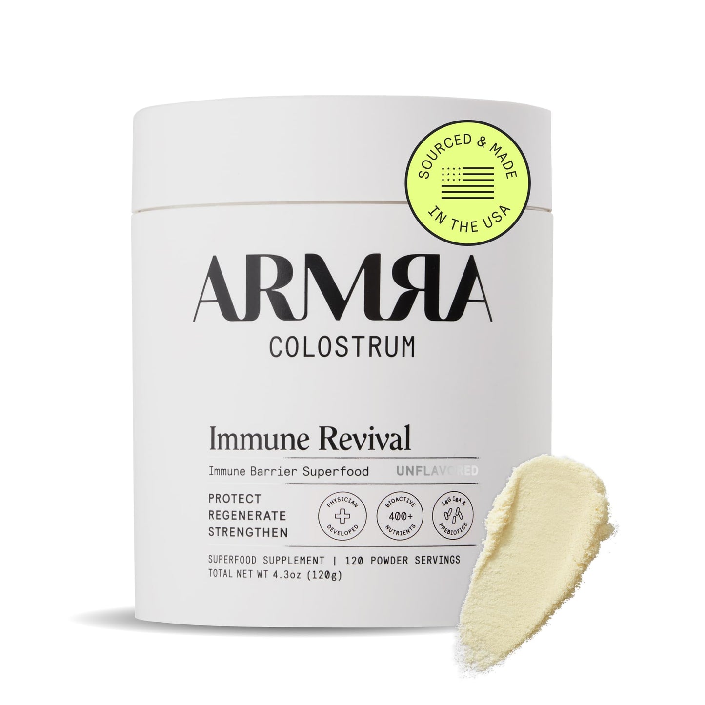 ARMRA Colostrum Powder | Unflavored | Gut Health & Bloating | Skin & Hair | Immunity | Keto, Gluten & Fat-Free | 120 Servings - PrimeBioHealth - canada supplements