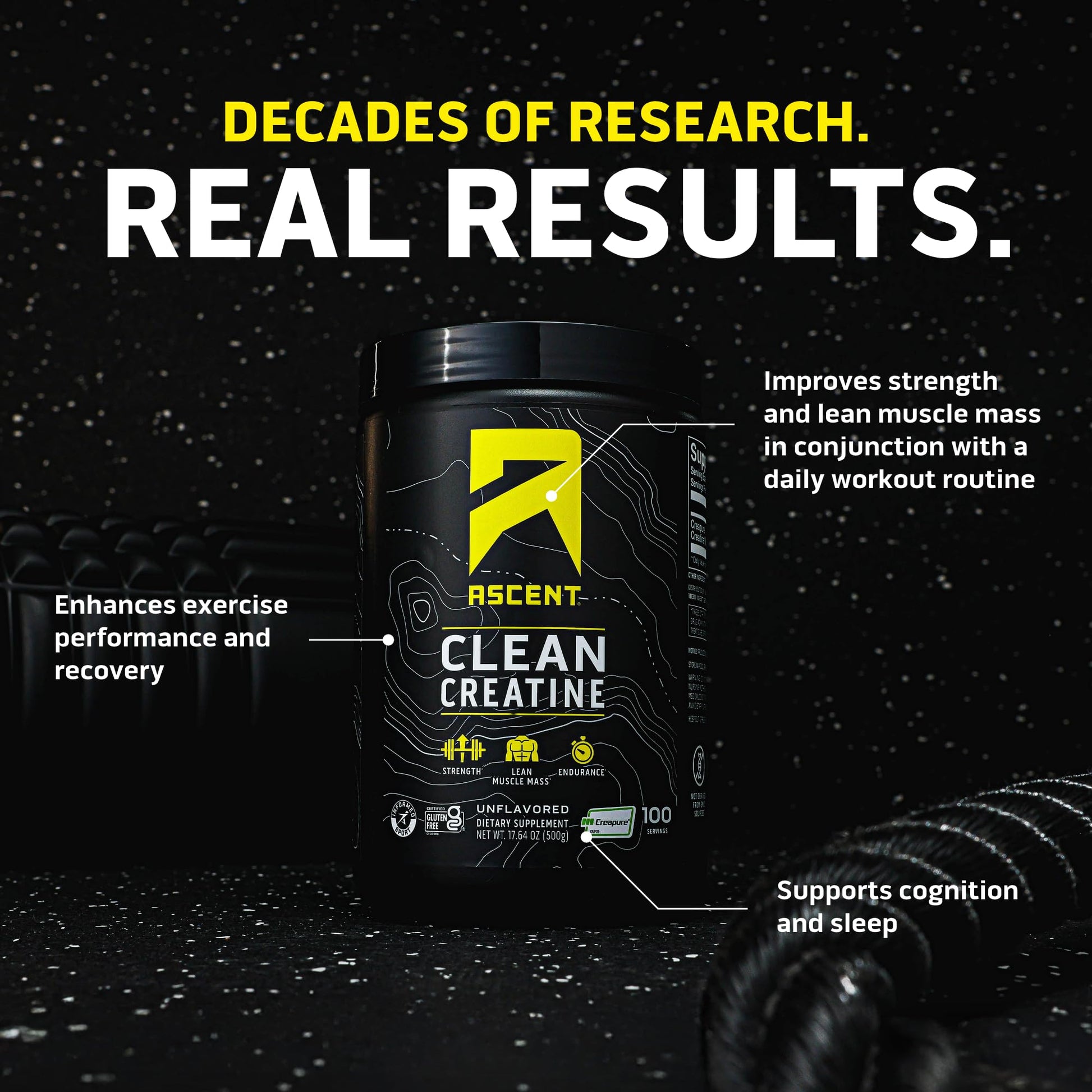 Ascent Clean Creatine Monohydrate Powder - 5G Per Serving, Creapure Creatine Supplement - Unflavored, 100 Servings - PrimeBioHealth - canada supplements