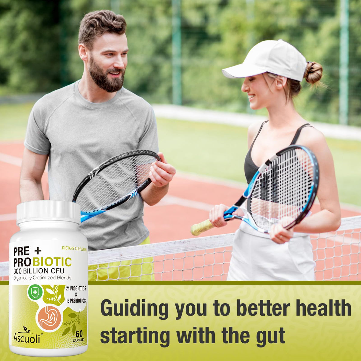 Ascuoli Probiotics for Women & Men - 300 Billion CFU, 24 Strains Probiotics + 15 Organic Herbs Blend, Daily Probiotic for Digestive Health, - PrimeBioHealth - canada supplements