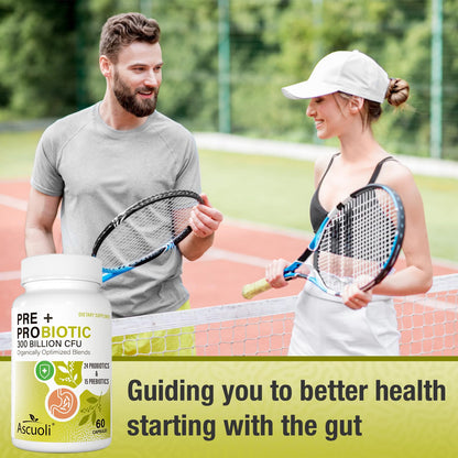 Ascuoli Probiotics for Women & Men - 300 Billion CFU, 24 Strains Probiotics + 15 Organic Herbs Blend, Daily Probiotic for Digestive Health, - PrimeBioHealth - canada supplements