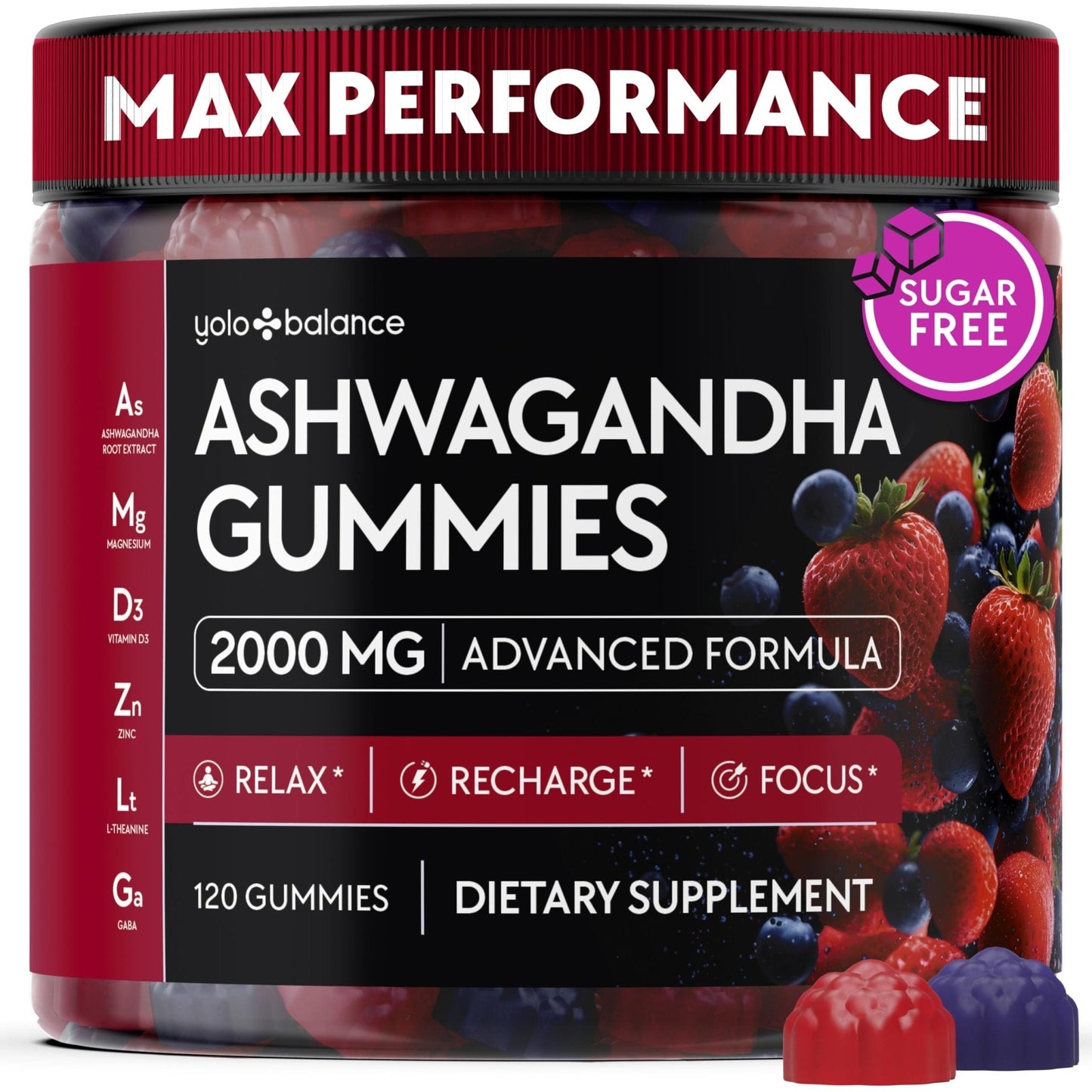 Ashwagandha Gummies – 120 Count - 2000 MG Ashwagandha Supplements with L-Theanine, GABA, Magnesium, Zinc & Vitamin D3 – Sugar-Free, Vegan, - PrimeBioHealth - canada supplements