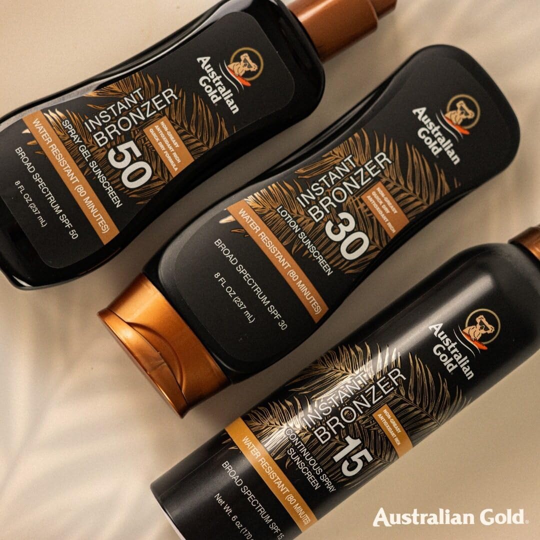 Australian Gold Spray Gel Sunscreen with Instant Bronzer SPF 50, 8 Ounce | Moisturize & Hydrate Skin - PrimeBioHealth - canada supplements