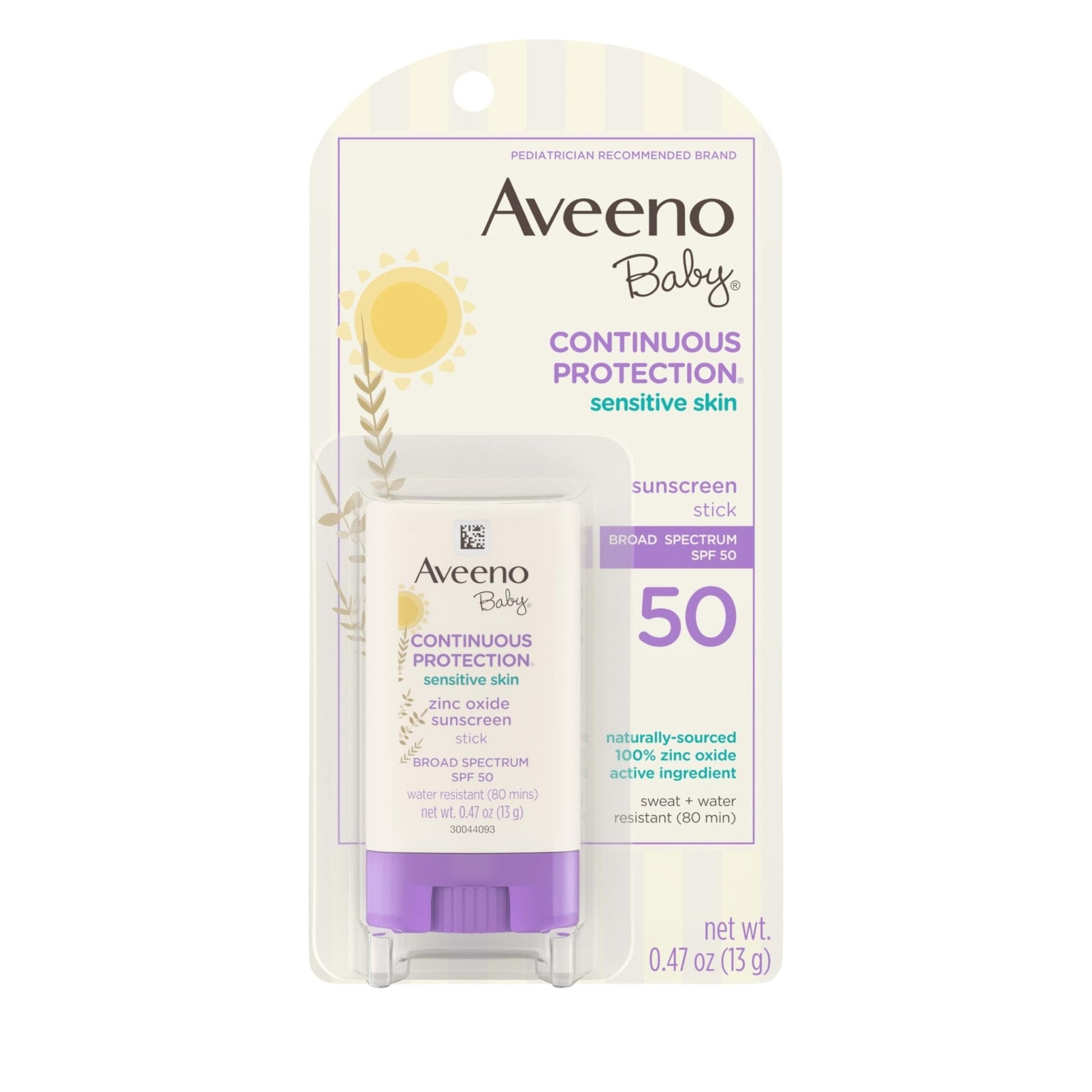 Aveeno Baby Continuous Protection Mineral Sunscreen Stick for Sensitive Skin with Broad Spectrum SPF 50 Protection for Face & Body - PrimeBioHealth - canada supplements
