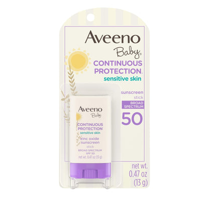 Aveeno Baby Continuous Protection Mineral Sunscreen Stick for Sensitive Skin with Broad Spectrum SPF 50 Protection for Face & Body - PrimeBioHealth - canada supplements