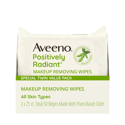 Aveeno Positively Radiant Makeup Remover Wipes, Oil Free, Alcohol Free, Non-Comedogenic Facial Cleansing Wipes, Gentle Face Wipes for Sensitive Skin - PrimeBioHealth - canada supplements