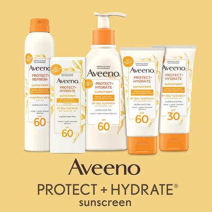 Aveeno Protect + Hydrate Moisturizing Body Sunscreen Lotion with Broad Spectrum SPF 60 & Prebiotic Oat, Weightless & Refreshing Feel - PrimeBioHealth - canada supplements