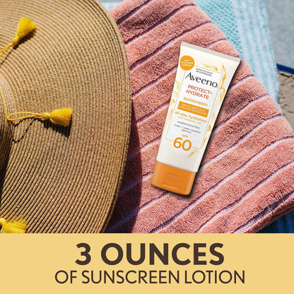 Aveeno Protect + Hydrate Moisturizing Body Sunscreen Lotion with Broad Spectrum SPF 60 & Prebiotic Oat, Weightless & Refreshing Feel - PrimeBioHealth - canada supplements