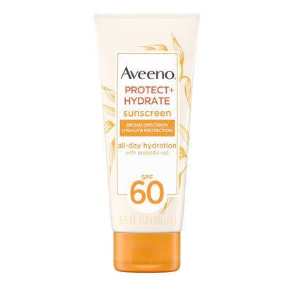 Aveeno Protect + Hydrate Moisturizing Body Sunscreen Lotion with Broad Spectrum SPF 60 & Prebiotic Oat, Weightless & Refreshing Feel - PrimeBioHealth - canada supplements