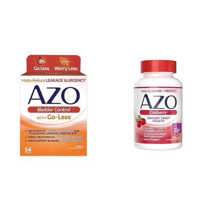AZO Bladder Control with Go-Less Daily Supplement | Helps Reduce Occasional Urgency & Leakage | 54 Count Cranberry Urinary Tract Health | 100 Softgels