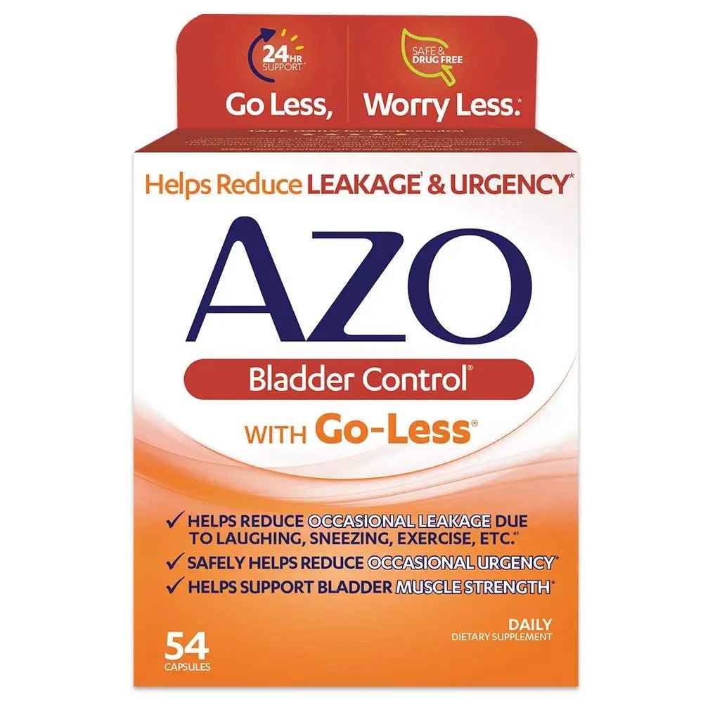 AZO Bladder Control with Go-Less Daily Supplement | Helps Reduce Occasional Urgency & Leakage | 54 Count Cranberry Urinary Tract Health | 100 Softgels