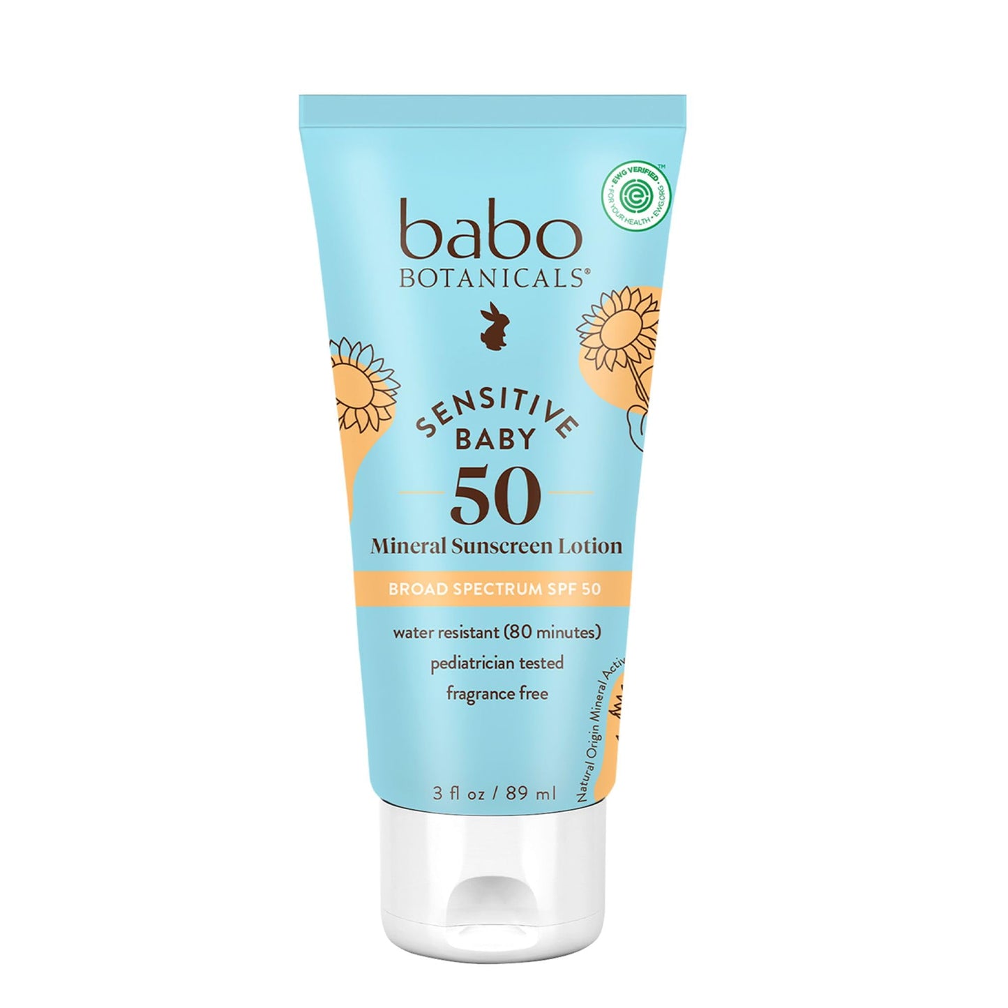 Babo Botanicals Sensitive Baby Mineral Sunscreen Lotion SPF50 - Natural Zinc Oxide - Face & Body - Fragrance-Free - Water-Resistant - PrimeBioHealth - canada supplements