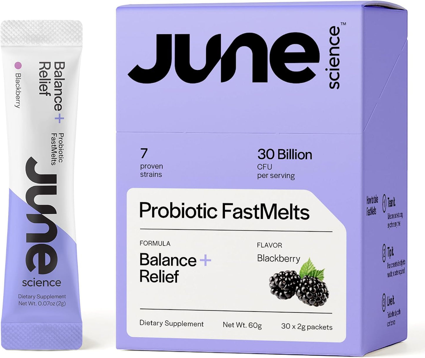 Balance + Relief | Fast Melt Pre + Probiotic for Mood & Stress - BlackBerry Flavor, 30 Powder Sachets - PrimeBioHealth - canada supplements