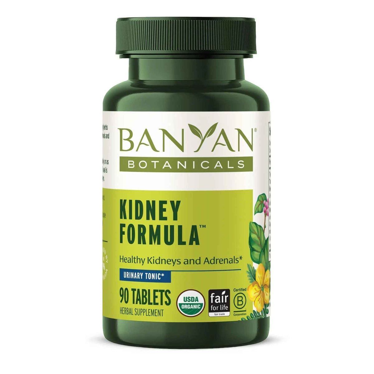 Banyan Botanicals Organic Kidney Formula–Urinary Tract Support & Detox Supplement–Gokshura & Punarnava for Fluid Balance & Systemic Cleansing–Cooling Genitourinary Tonic-90 Tablets-USDA Organic