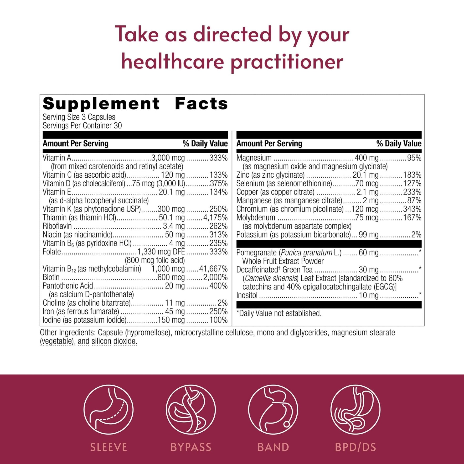 Bariatric Advantage Ultra Multivitamin with Iron - Ultra Multi with Iron - Capsule Format Multivitamin - Provides Full Complex of B Vitamins - PrimeBioHealth - canada supplements