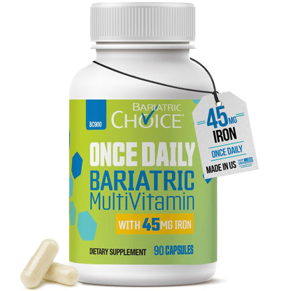 Bariatric Choice Once-Daily Bariatric Multivitamin with 45 mg of Iron | Easy to Swallow Capsule | Vitamin for Bariatric Surgery Patients - PrimeBioHealth - canada supplements