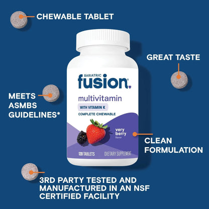Bariatric Fusion Very Berry Complete Chewable Bariatric Multivitamin with Iron and Vitamin K for Bariatric Surgery Patients Including - PrimeBioHealth - canada supplements