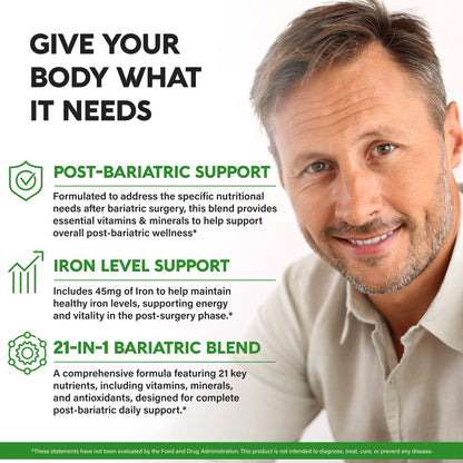 Bariatric Multivitamin - 45 mg Iron Supplements - Made in USA - for Women & Men - All-in-One, 21 Essential Vitamins - Gastric Sleeve Support - PrimeBioHealth - canada supplements