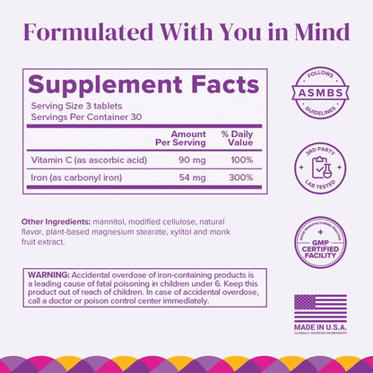 Barimelts Iron with Vitamin C, 90 Fast-Dissolving Tablets (1-Month Supply), Sugar-Free Bariatric Iron Supplement for Women, Natural Orange Flavor - PrimeBioHealth - canada supplements