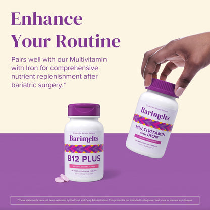 BariMelts Vitamin B12 Plus, 90 Fast-Dissolving Tablets (3-Month Supply), Sugar-Free Bariatric Vitamins for Women, Includes B12, B6 - PrimeBioHealth - canada supplements