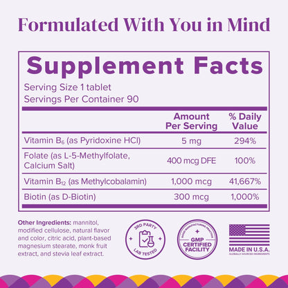 BariMelts Vitamin B12 Plus, 90 Fast-Dissolving Tablets (3-Month Supply), Sugar-Free Bariatric Vitamins for Women, Includes B12, B6 - PrimeBioHealth - canada supplements