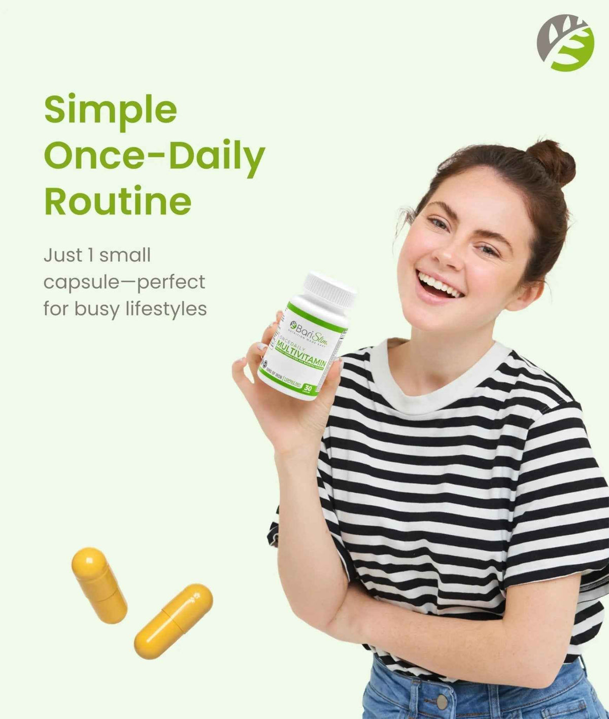 BariSlim Once Daily Bariatric Multivitamin Capsule - 18mg of Iron - Bariatric Vitamin & Supplement for Post Surgery Including Gastric Bypass