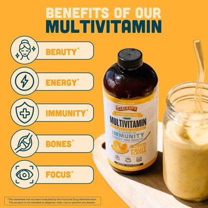 Barlean's Liquid Multivitamin for Women, Men & Kids, 21 Essential Vitamins & Minerals, Includes Biotin, B-Complex