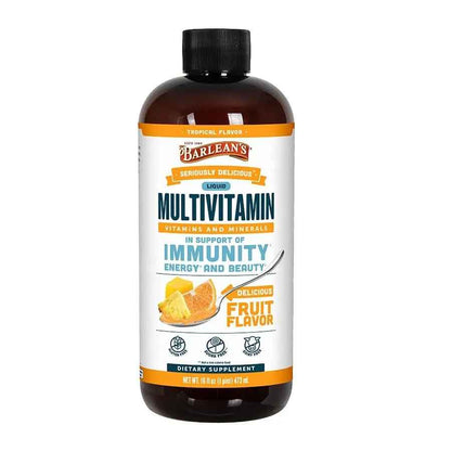 Barlean's Liquid Multivitamin for Women, Men & Kids, 21 Essential Vitamins & Minerals, Includes Biotin, B-Complex