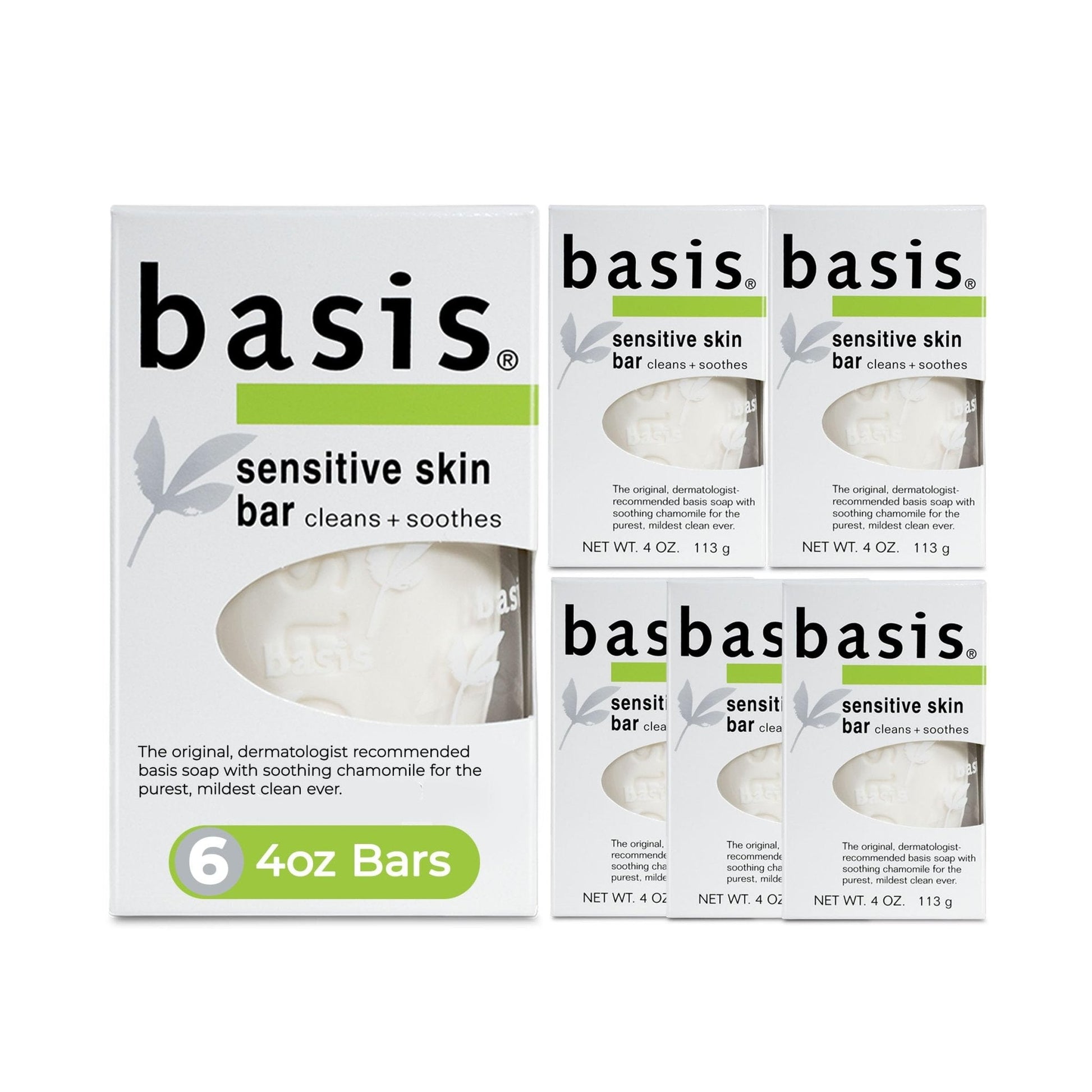 Basis Sensitive Skin Bar Soap for Body, Hands and Face, Unscented Soap Bar for Sensitive Skin with Chamomile and Aloe Vera - PrimeBioHealth - canada supplements