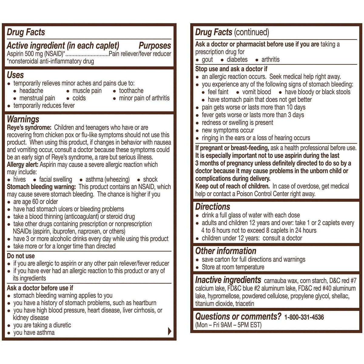 Bayer Aspirin Extra Strength, Aspirin 500mg, Pain Relief Pills, Fever Reducer and Headache Relief for Adults, 100 ct