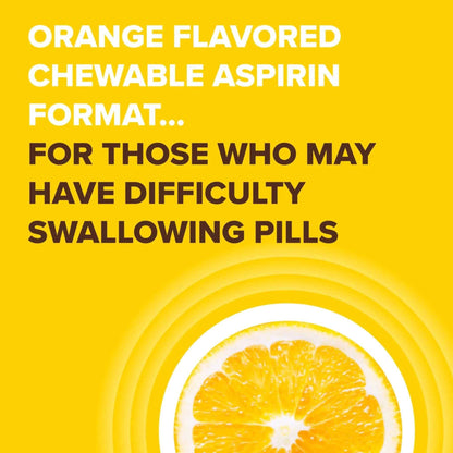 Bayer Aspirin Low Dose 81 mg Chewable Tablets, Pain Reliever, Orange Flavored, 216 Tablets (6 Pack)