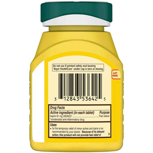 Bayer Aspirin Low Dose 81 mg, Enteric Coated Tablets, Doctor Recommended, Secondary Prevention of Cardiovascular Disease, 300 Safety Coated Tablets (Packaging may vary)
