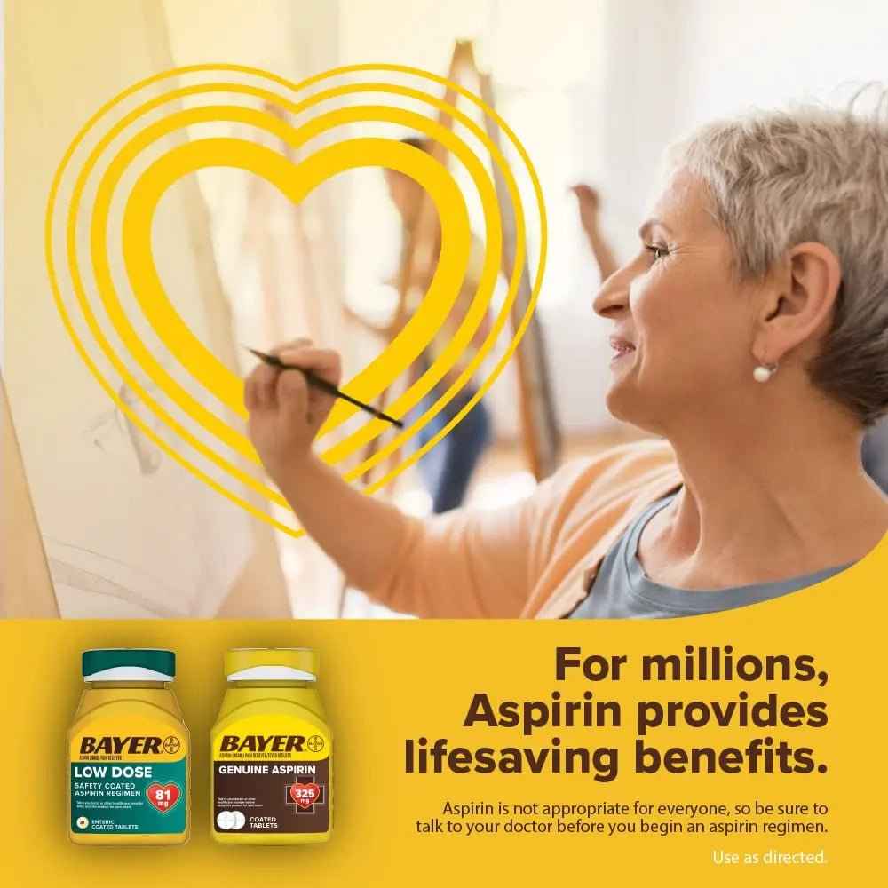 Bayer Aspirin Safety Coated 325 mg Caplets 100 Caplets, Pack of 2
