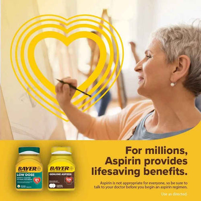 Bayer Aspirin Safety Coated 325 mg Caplets 100 Caplets, Pack of 2