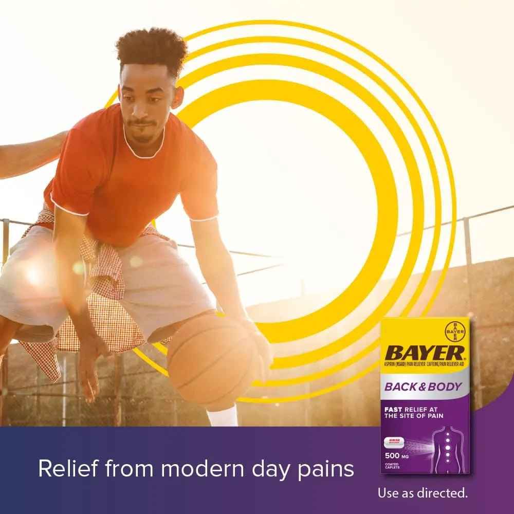 Bayer Extra Strength 500mg Aspirin Plus Caffeine for Powerful Pain Relief, 200 Coated Caplets