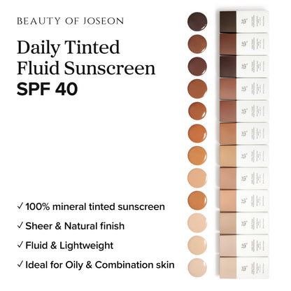 Beauty of Joseon Daily Tinted Fluid Sunscreen 12 Shades for Face Moisturizing Broad Spectrum SPF 40 Korean Skincare 50ml, 1.69 fl.oz - PrimeBioHealth - canada supplements