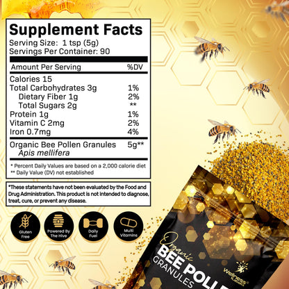 Bee Pollen Granules Third-Party Tested, 1 Lbs. - Bee Pollen for Women, Keto-Friendly Super Food Supplement Packed with Proteins, Vitamins & Minerals - Immune Support, Energy Boost, Digestive Wellness - PrimeBioHealth - canada supplements