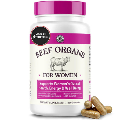 Beef Organ Supplement for Women - Beef Liver, Kidney, Heart and Uterus Tissue, Supports Women's Overall Energy and Health - Pasture Raised in New Zealand - PrimeBioHealth - canada supplements