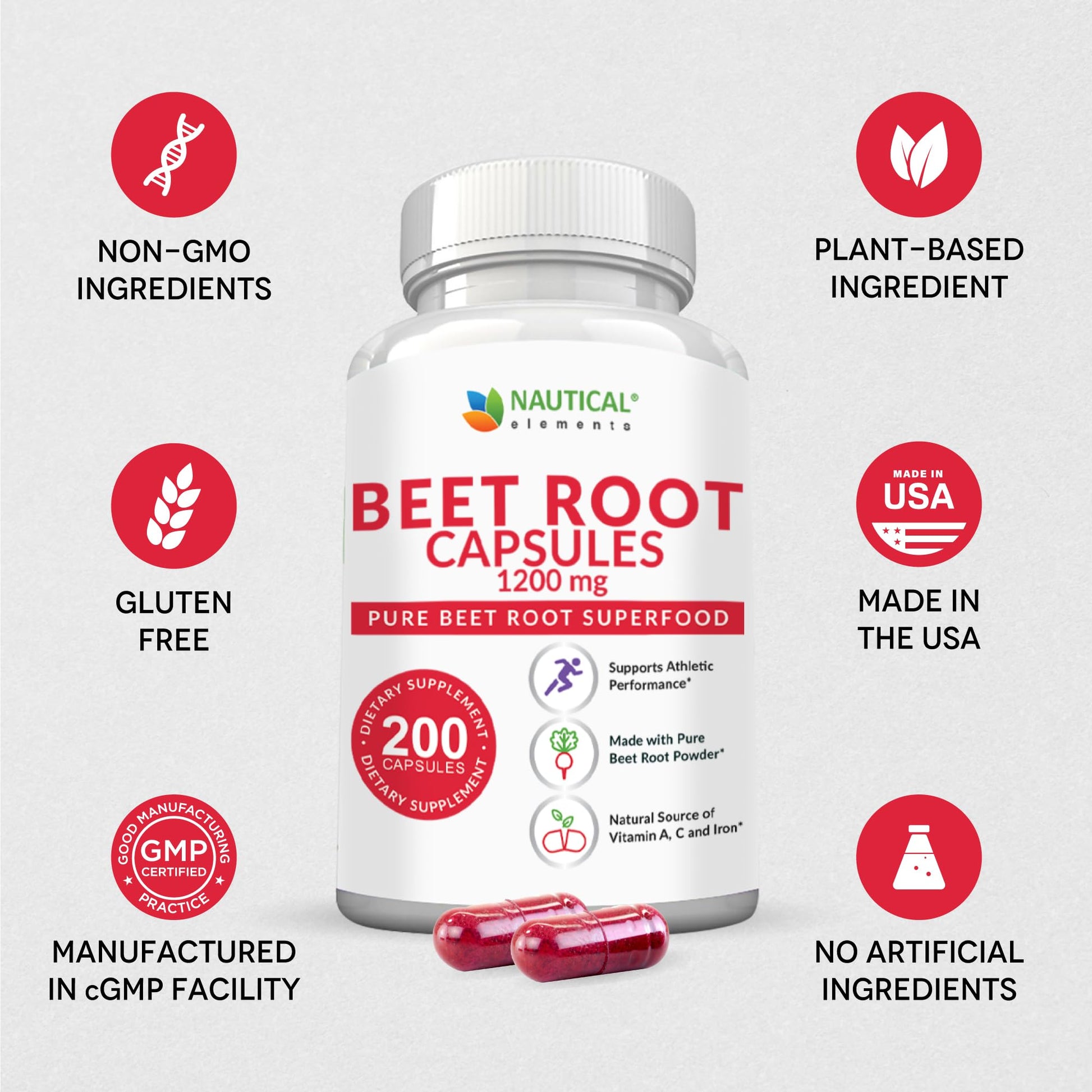 Beet Root Capsules - 1200mg Per Serving - 200 Beet Root Powder Capsules - Beetroot Powder Supports Blood Pressure, Athletic Performance, Digestive - PrimeBioHealth - canada supplements