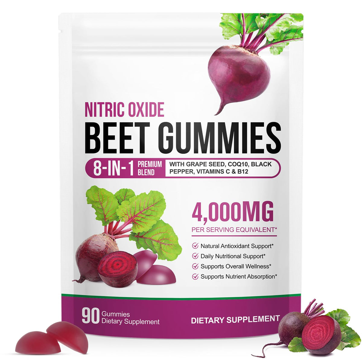 Beet Root Gummies Enriched with 200mg CoQ10 & Beet Root Extract for Blood Pressure, Heart Health Support, Energy Level Suport, Promoting Nitric Oxide - PrimeBioHealth - canada supplements
