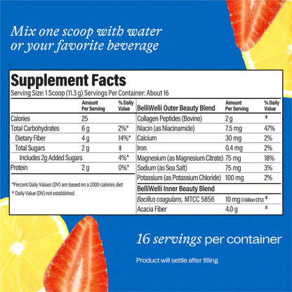 BelliWelli Fiber Supplement for Women & Men Premium Daily Fiber Powder from Organic Acacia with Added Collagen Electrolytes & Probiotics No Bloat Constipation - PrimeBioHealth - canada supplements