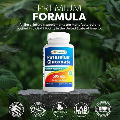 Best Naturals Potassium Gluconate Supplement 595 Mg Tablet, 250Count - PrimeBioHealth - canada supplements