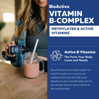BioActive Vitamin B Complex - Blood Stream Ready, Methylated B Complex - Featuring Methylfolate, 3 BioActive Forms of B12, BenfoPure® B1 & Pantesin® B5 - 12 B Vitamins in Clinical Doses - 60 Servings - PrimeBioHealth - canada supplements