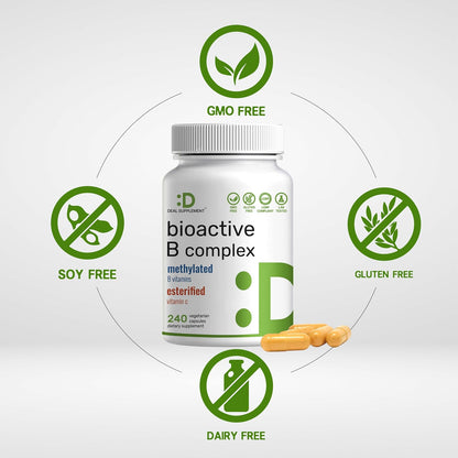 Bioactive Vitamin B Complex for Men & Women, 240 Veggie Capsules - Methylated B Complex & Esterified Vitamin C – High Potency & Easy Absorption – Immune, Energy & Metabolism Supplement – Non-GMO - PrimeBioHealth - canada supplements