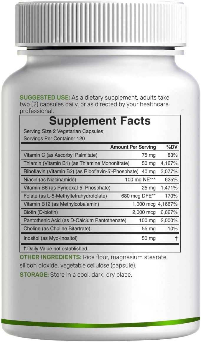 Bioactive Vitamin B Complex for Men & Women, 240 Veggie Capsules - Methylated B Complex & Esterified Vitamin C – High Potency & Easy Absorption – Immune, Energy & Metabolism Supplement – Non-GMO - PrimeBioHealth - canada supplements