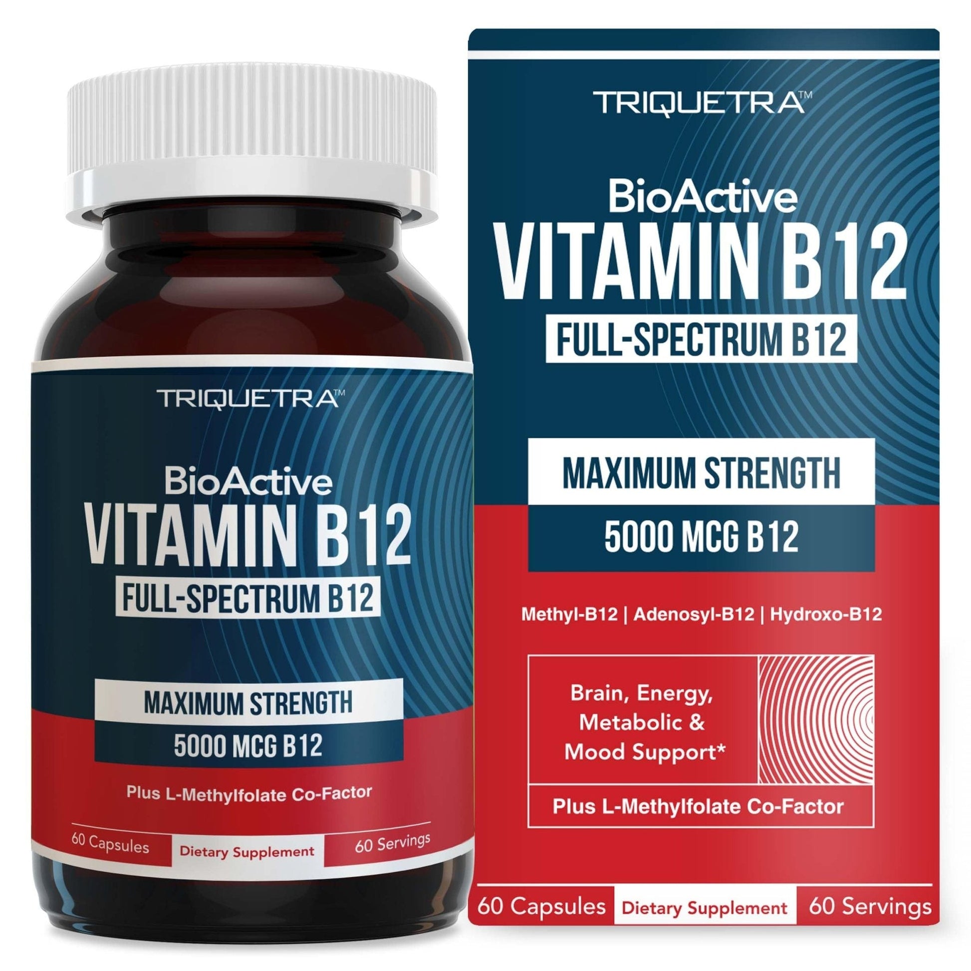 BioActive Vitamin B12 - 5000 mcg, Contains 3 BioActive Forms B12 Plus Methylfolate Cofactor - Methyl B12, Adenosyl B12 & Hydroxy B12 | Supports Energy - PrimeBioHealth - canada supplements