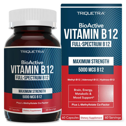 BioActive Vitamin B12 - 5000 mcg, Contains 3 BioActive Forms B12 Plus Methylfolate Cofactor - Methyl B12, Adenosyl B12 & Hydroxy B12 | Supports Energy - PrimeBioHealth - canada supplements