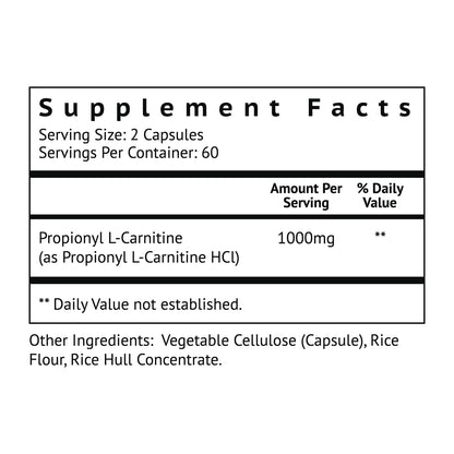 Biolor High Absorption Propionyl-L-Carnitine (PLCAR) No Artificial Fillers - Effective Propionyl L Carnitine HCL Supplement to Support Blood Circulation - 120 Capsules - PrimeBioHealth - canada supplements