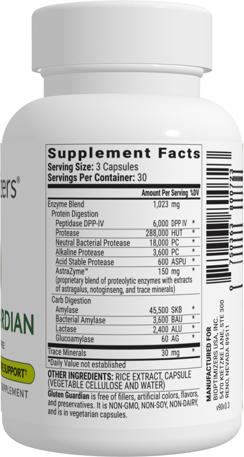 BIOptimizers Gluten Guardian 3.0 - Enzyme Supplement with DPP-IV to Support Gluten Digestion – May Help Prevent Bloating, - PrimeBioHealth - canada supplements